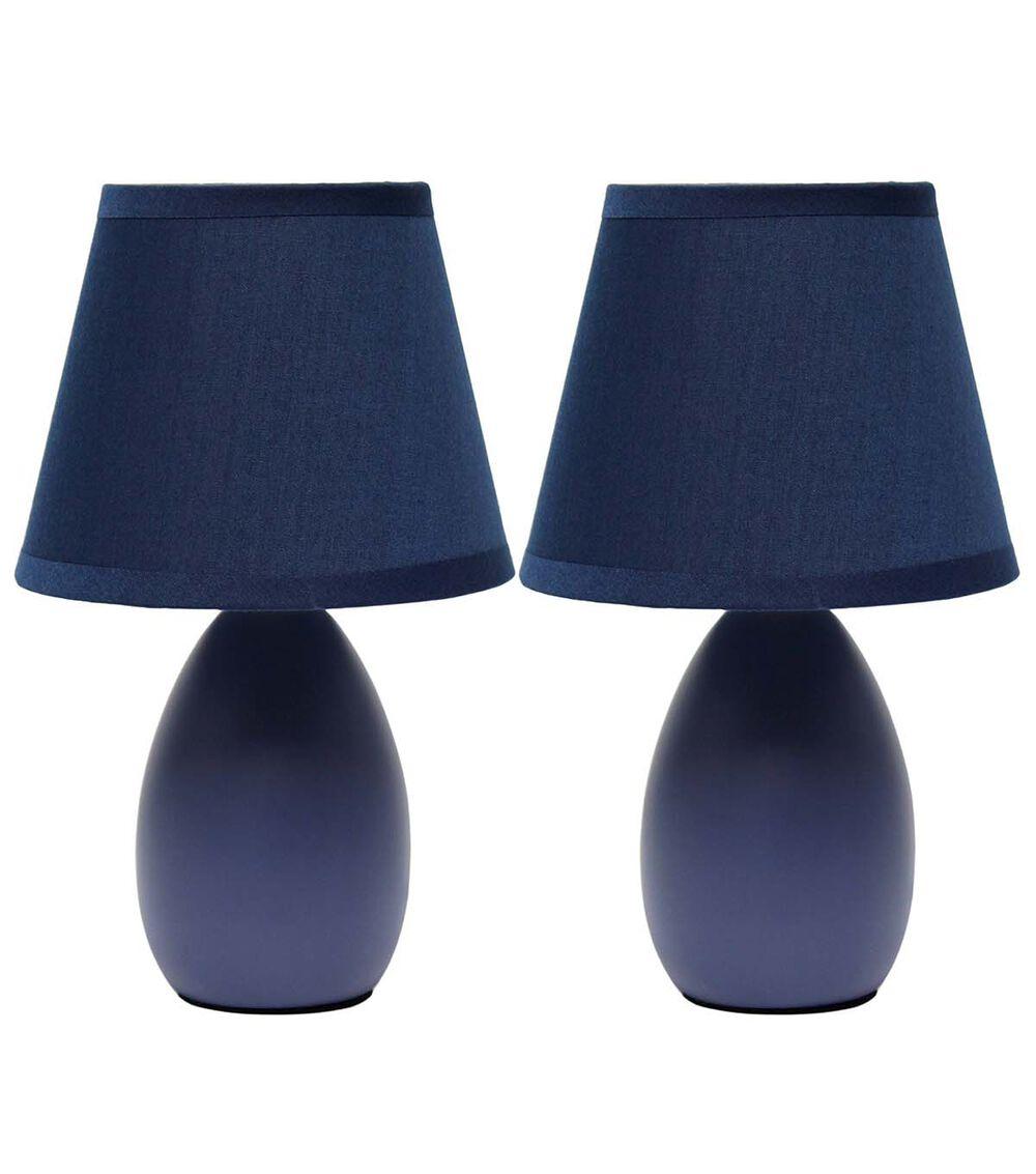 10″ Ceramic Petite Oblong Desk Lamp With Fabric Shade 2pk Blue |   Home Office Home & Decor Blue