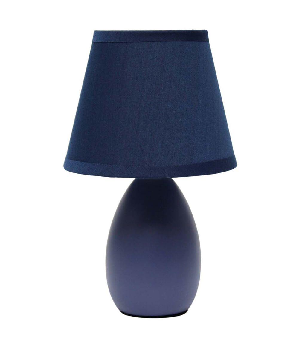 10″ Ceramic Petite Oblong Desk Lamp With Fabric Shade Blue |   Home Office Home & Decor Blue