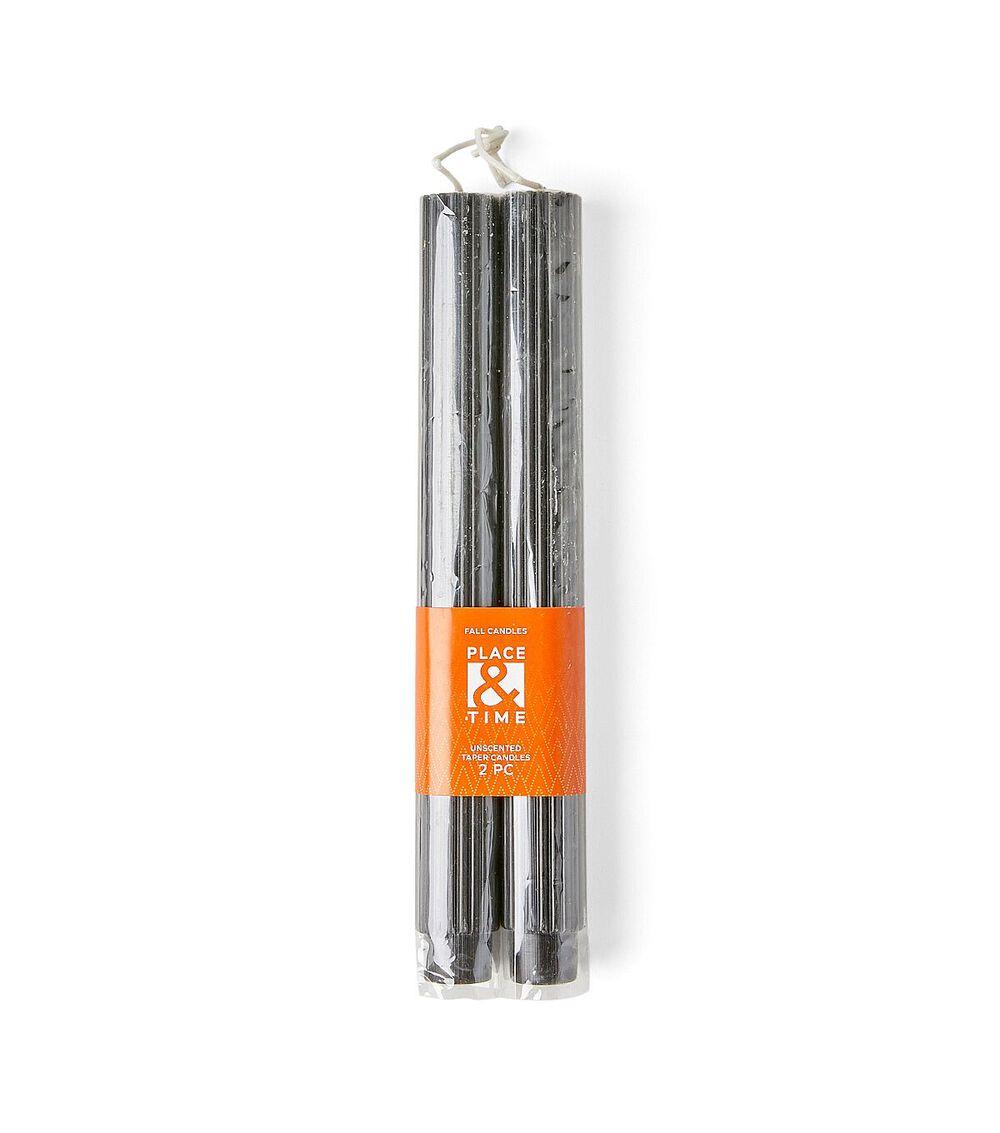 10″ Fall Unscented Ridged Taper 2pk Black |   Candles & Warmers Candles & Warmers Black