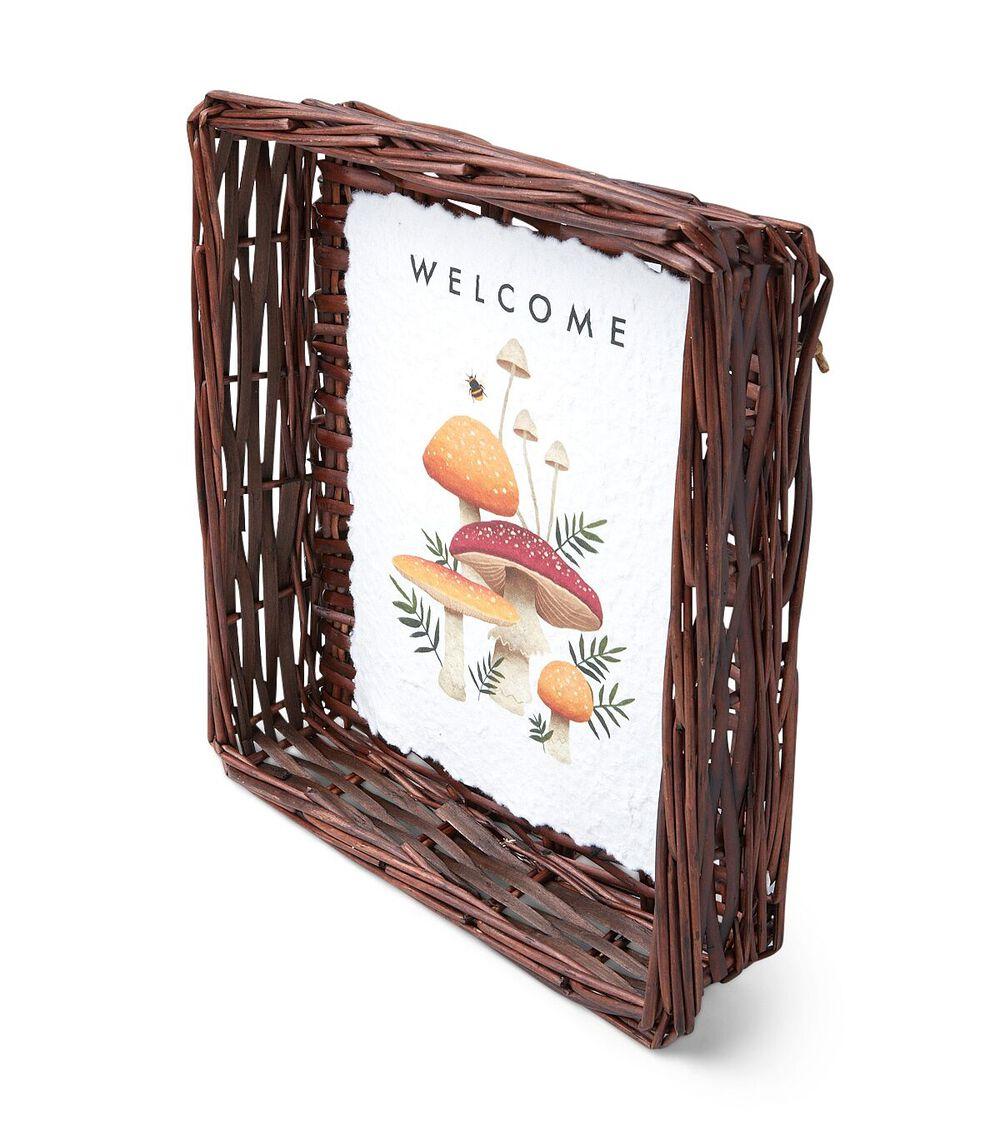 11″ x 12″ Spring Woven Framed Welcome Mushroom Art Print  |   Home Decor Home & Decor Home Decor