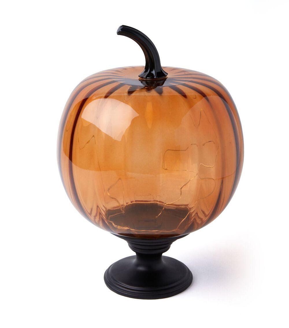 12″ Halloween LED Orange Glass Pumpkin on Pedestal  |   Home Decor Home & Decor Home Decor