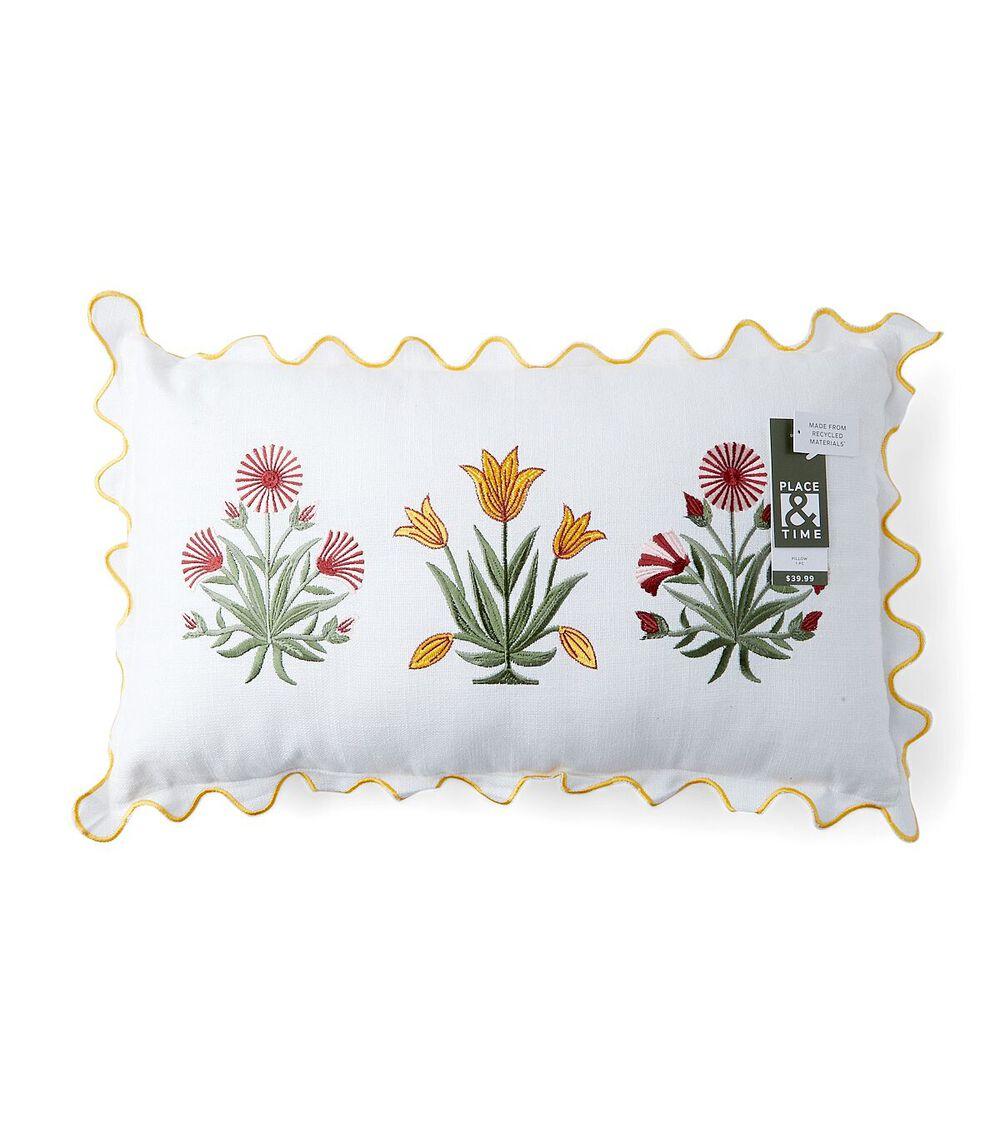 12″ x 20″ Spring Floral Lumbar Pillow With Scallope Edge  |   Home Decor Home & Decor Home Decor