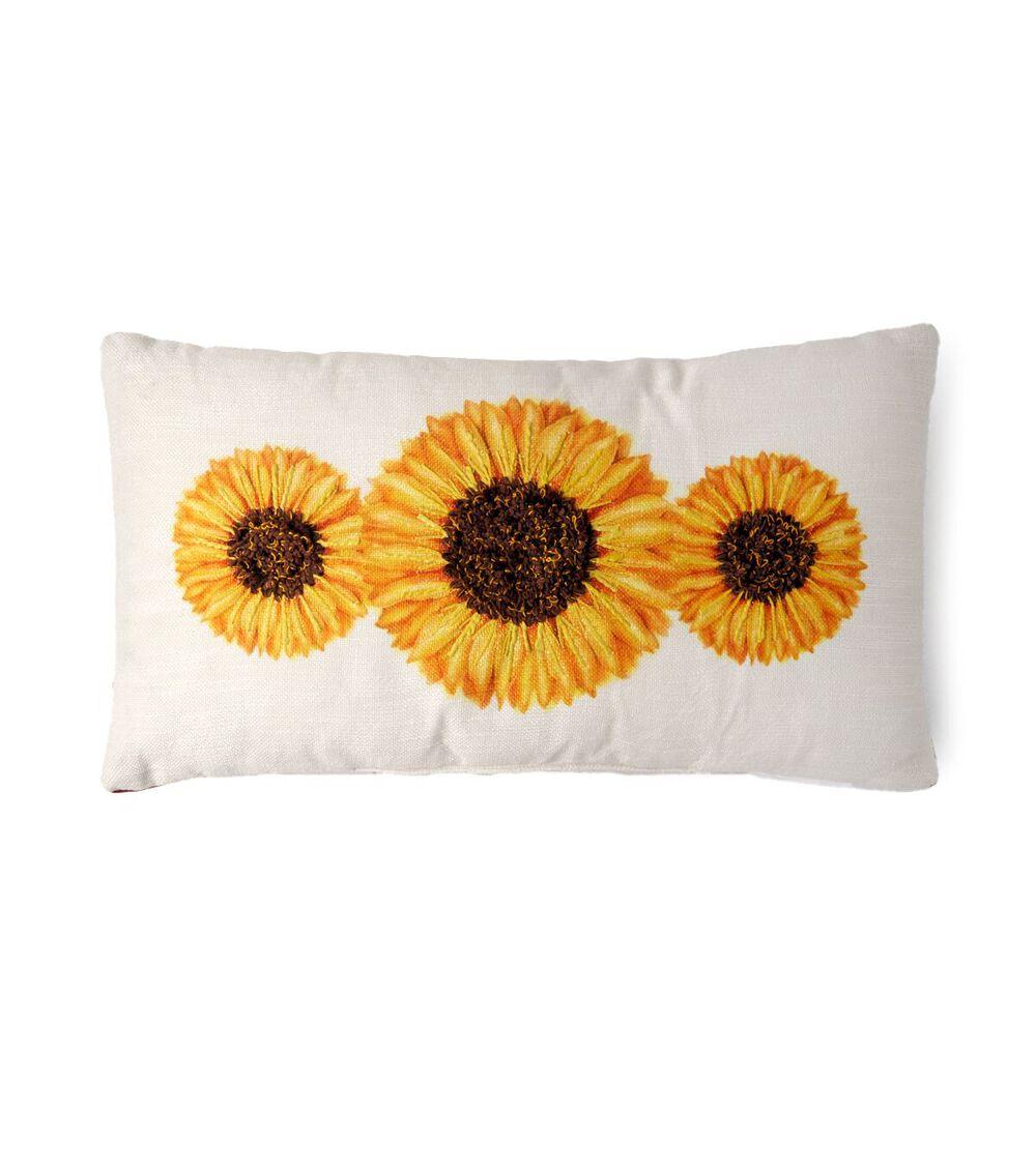 12″ x 22″ Fall Sunflowers on White Lumbar Pillow  |   Home Decor Home & Decor Home Decor