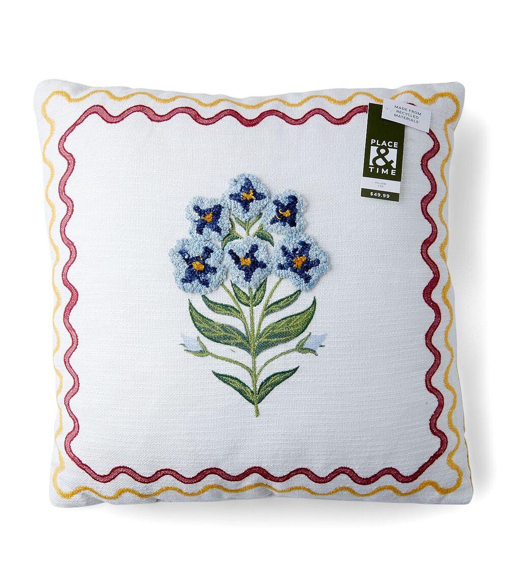 18″ x 18″ Spring Center Flower on White Pillow  |   Home Decor Home & Decor Home Decor