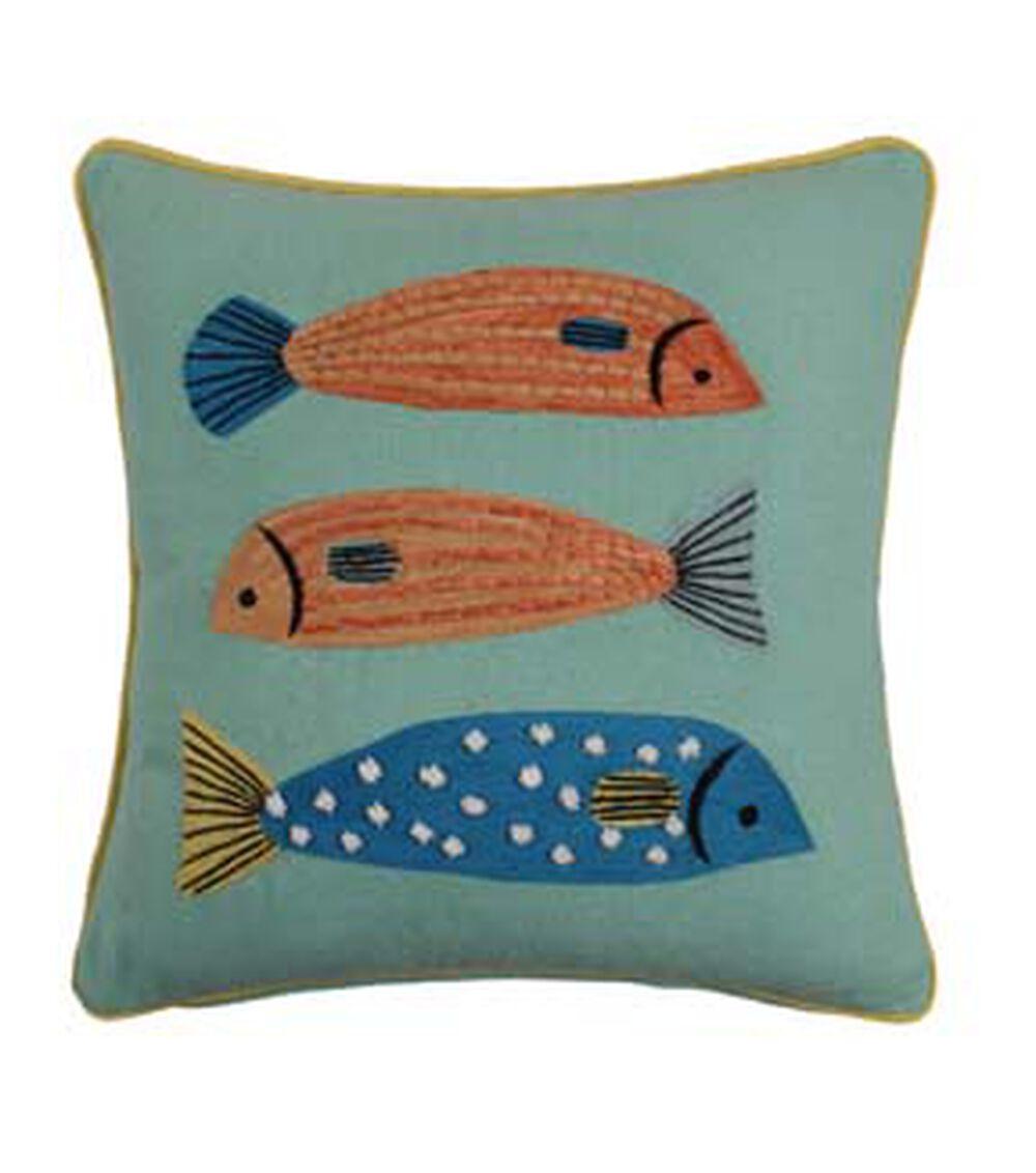 18″ x 18″ Summer Fish on Teal Pillow  |   Home Decor Home & Decor Home Decor