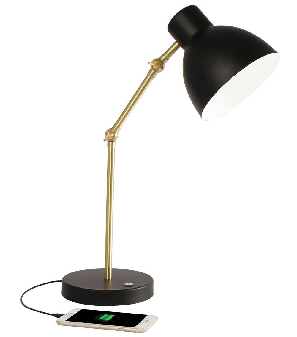 22″ Black LED Adjustable Desk Lamp with USB Port  |   Home Office Home & Decor Home Office