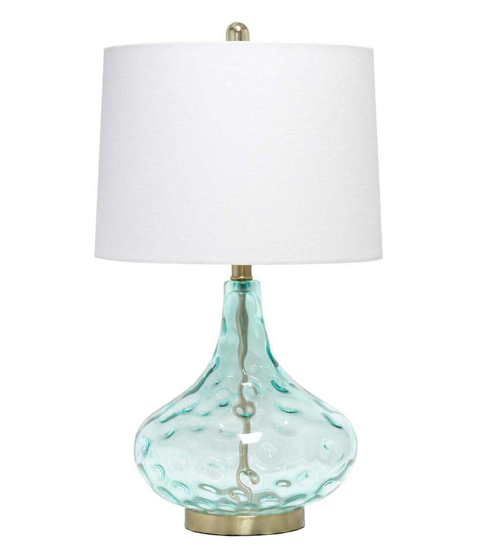 24″ Dimpled Glass Table Lamp With Linen Shade Blue |   Home Office Home & Decor Blue