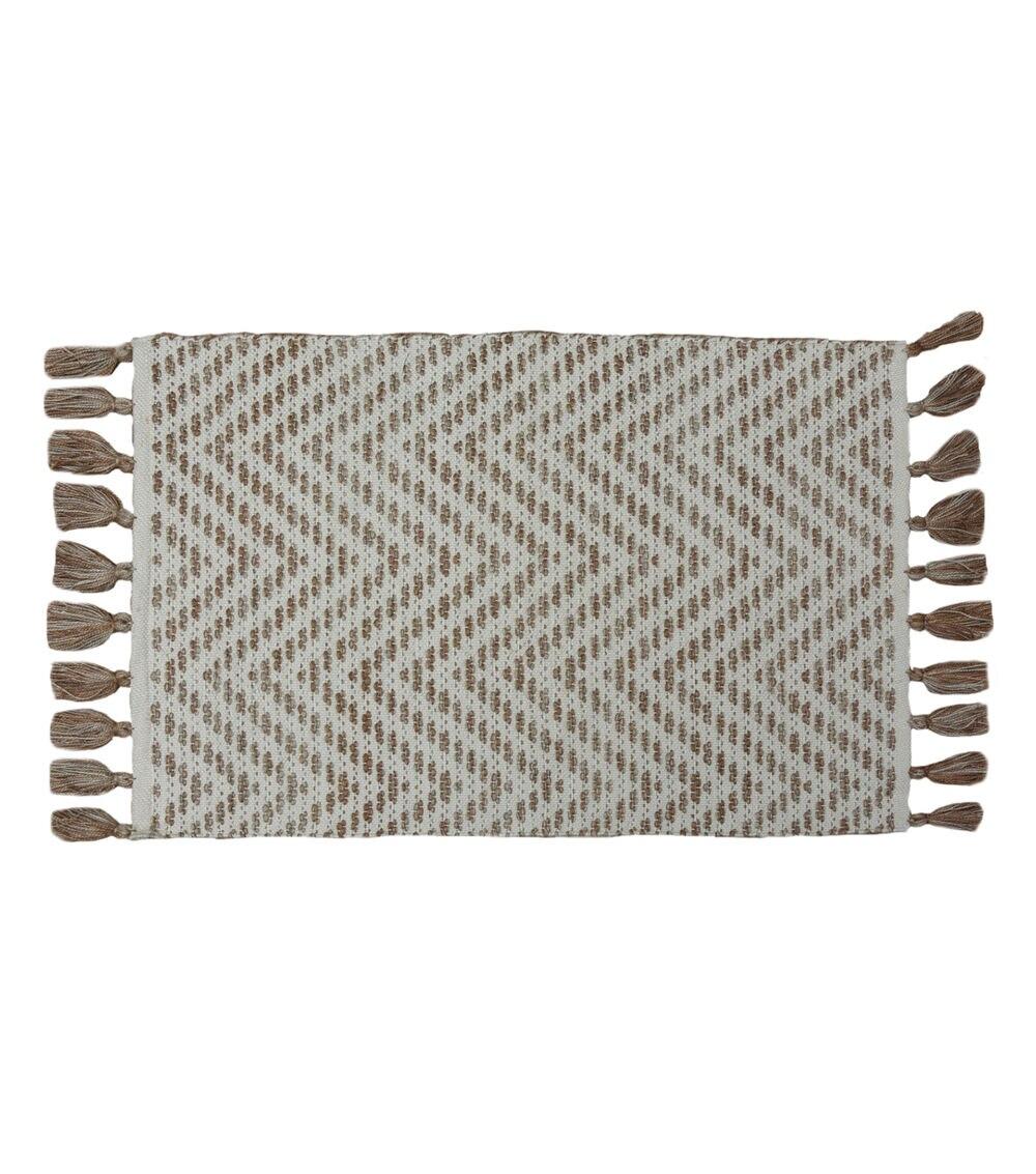 24″ x 36″ Spring Beige & White Handloom Rug With Tassels  |   Home Decor Home & Decor Home Decor