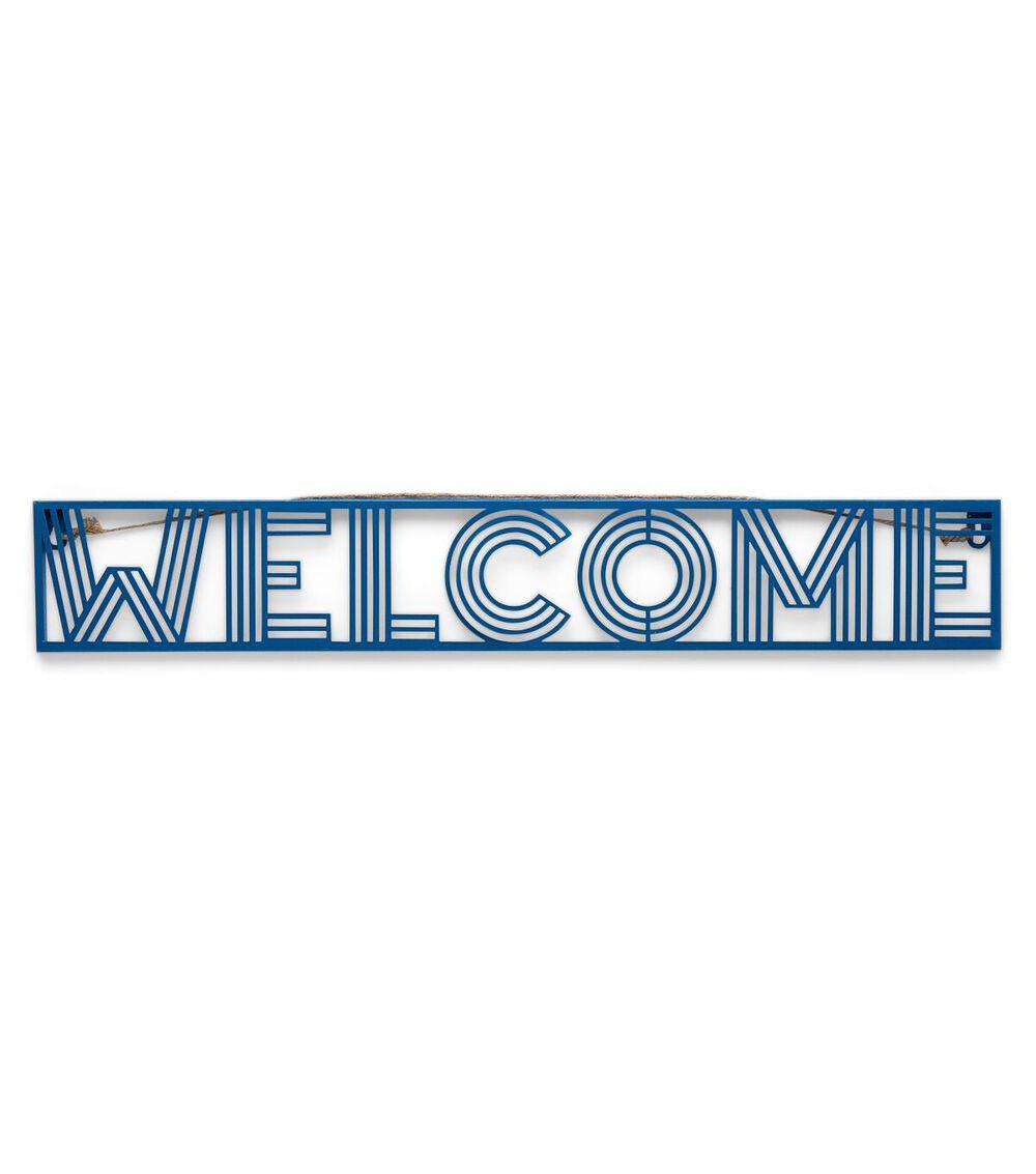 26″ x 4″ Summer Blue Iron Cut Out Welcome Sign  |   Home Decor Home & Decor Home Decor