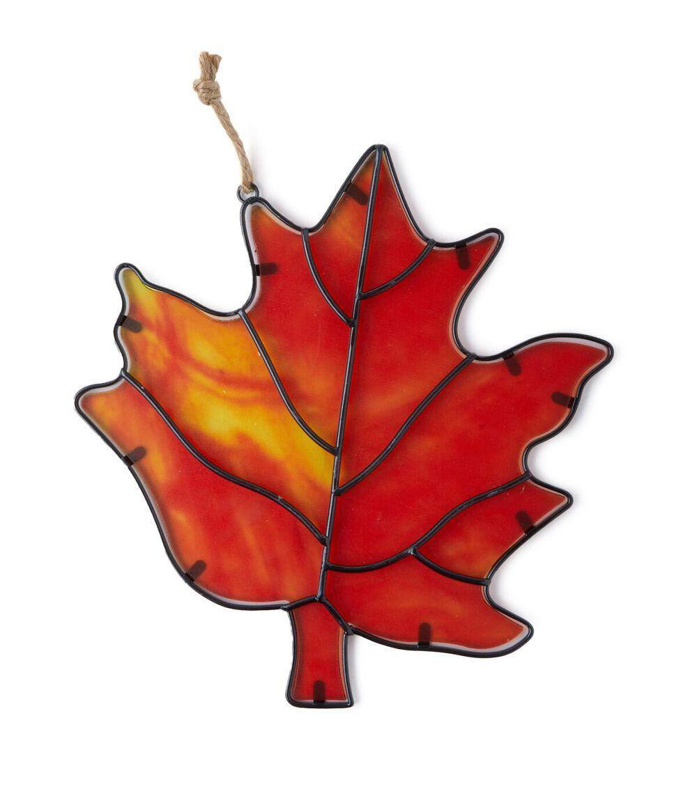 7.5″ Fall Red Stained Glass Maple Leaf  |   Home Decor Home & Decor Home Decor