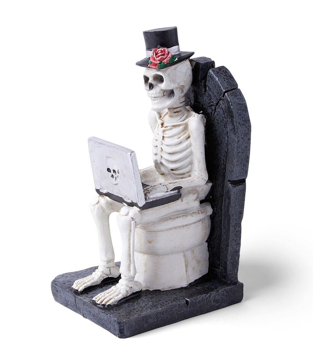 8″ Halloween Skeleton on Toilet With Laptop  |   Home Decor Home & Decor Home Decor