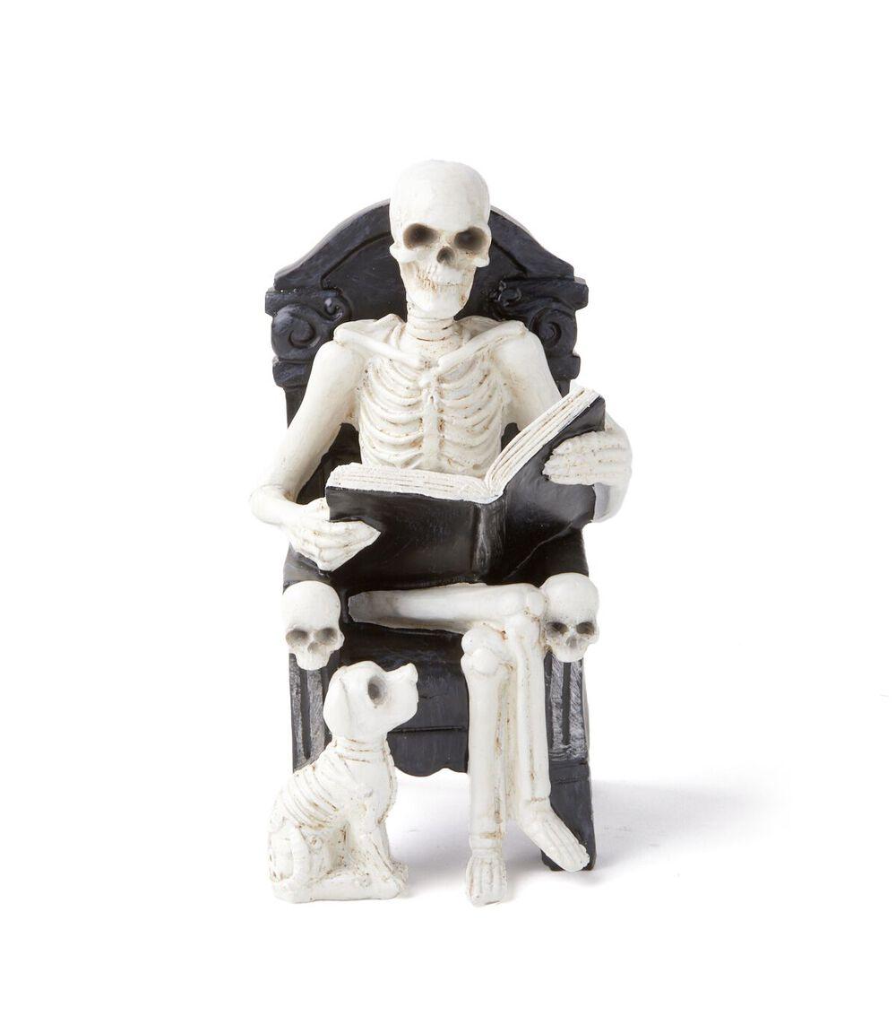 8″ Halloween Skeleton Reading With Dog  |   Home Decor Home & Decor Home Decor