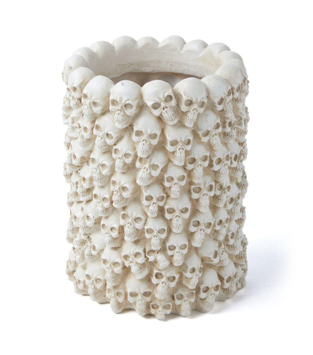 8″ Halloween White Skulls Container  |   Home Decor Home & Decor Home Decor