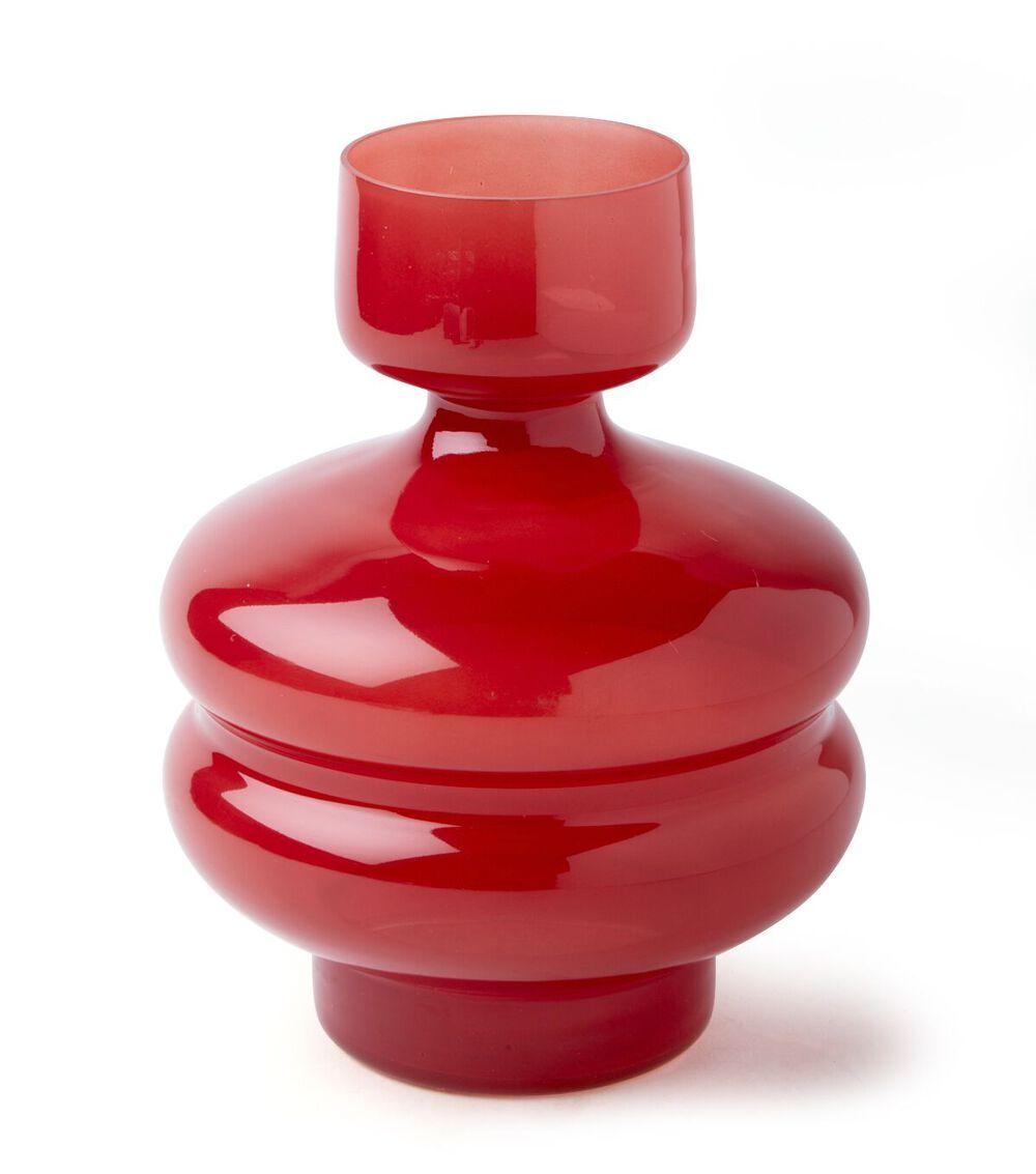 8″ Summer Red Glass Frosted Abstract Vase  |   Home Decor Home & Decor Home Decor