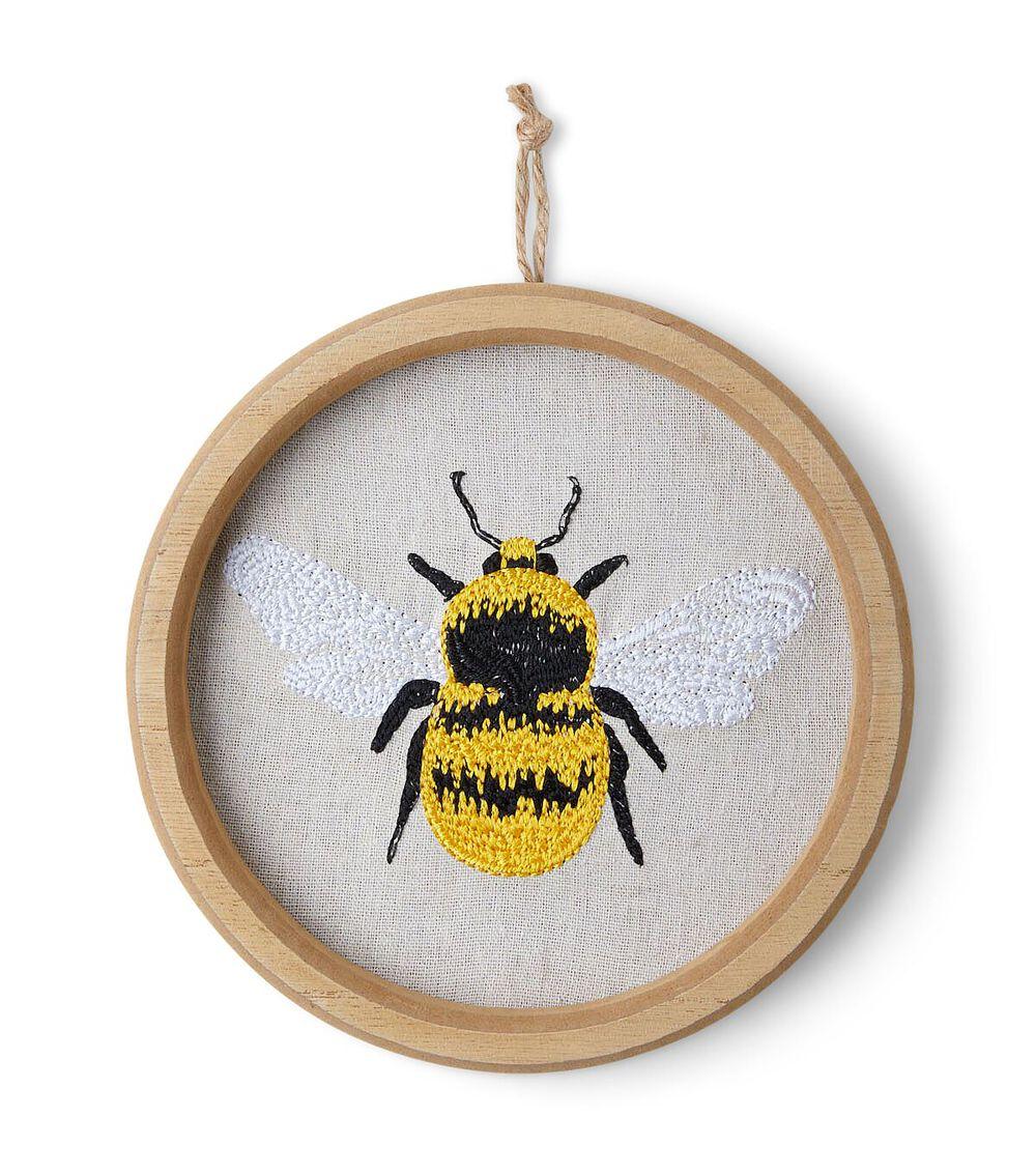 8″ x 8″ Spring Framed Yellow & Black Embroidered Bee  |   Home Decor Home & Decor Home Decor