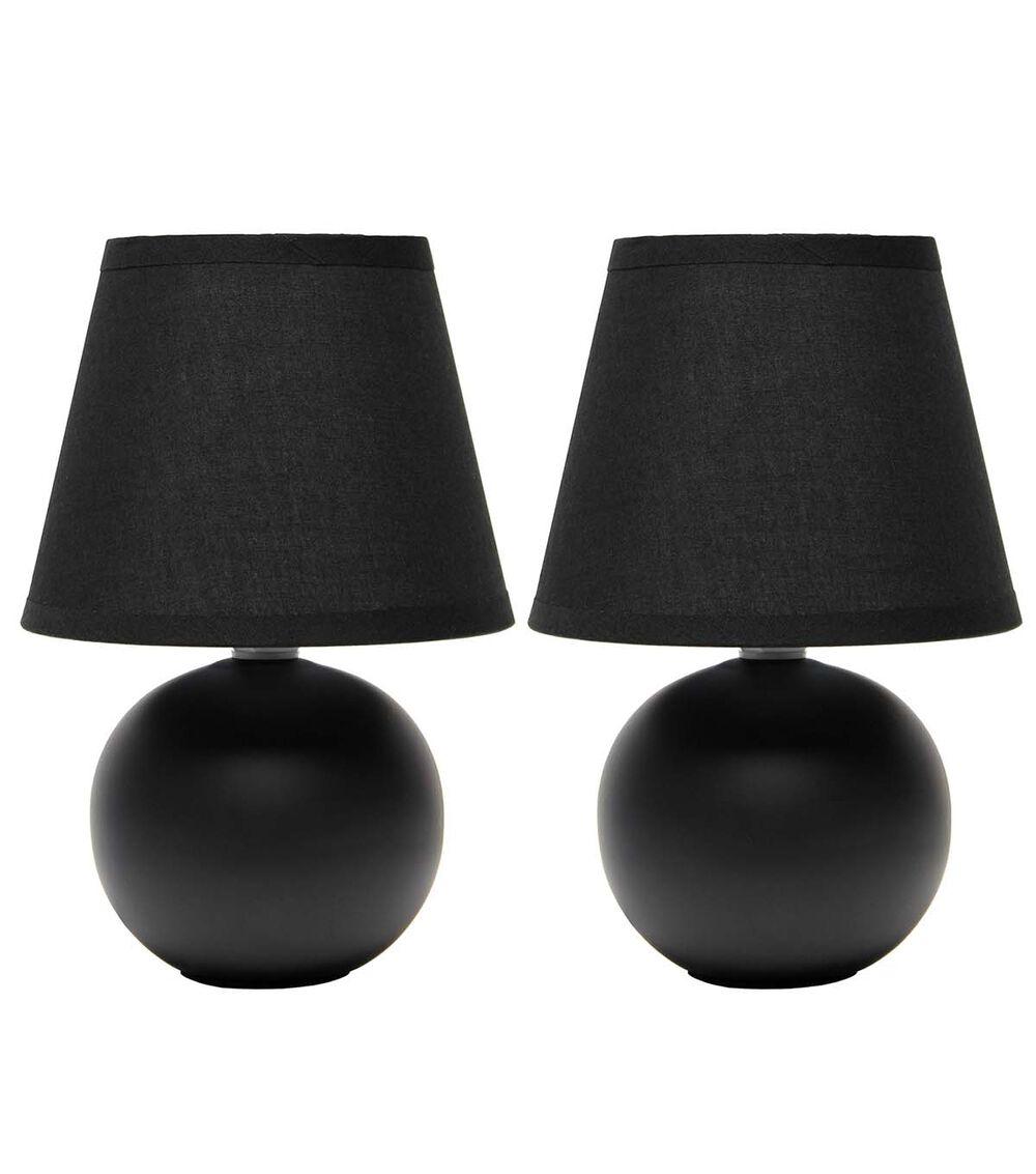 9″ Ceramic Petite Orb Base Desk Lamp With Fabric Shade 2pk Black |   Home Office Home & Decor Black