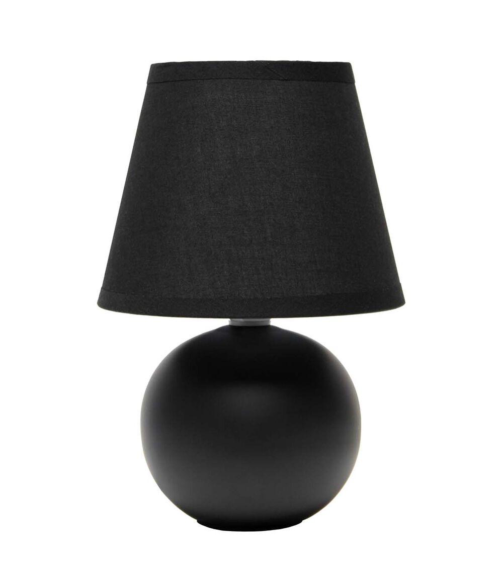 9″ Ceramic Petite Orb Base Desk Lamp With Fabric Shade Black |   Home Office Home & Decor Black