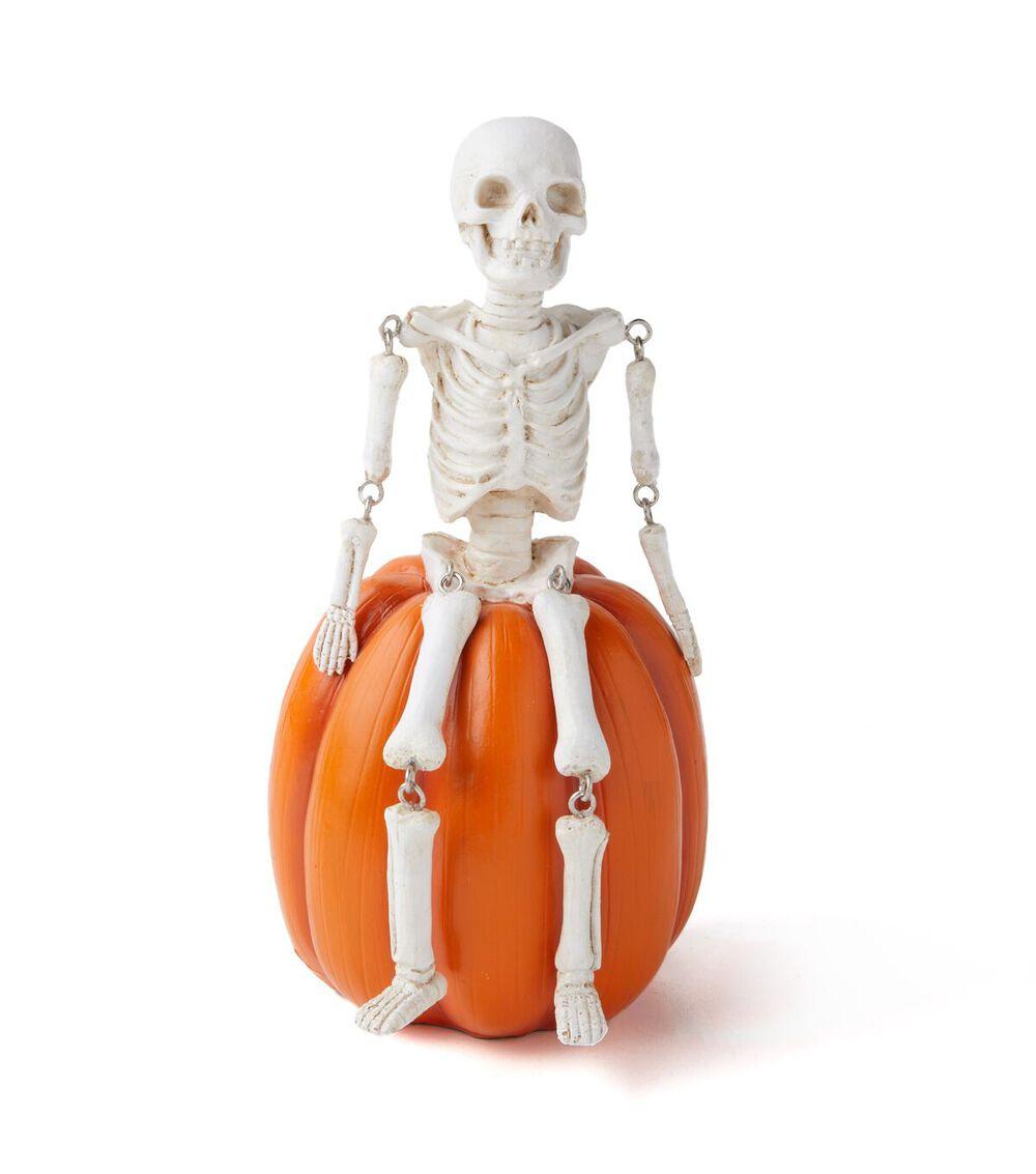 9″ Halloween Dangling Skeleton on Orange Pumpkin  |   Home Decor Home & Decor Home Decor