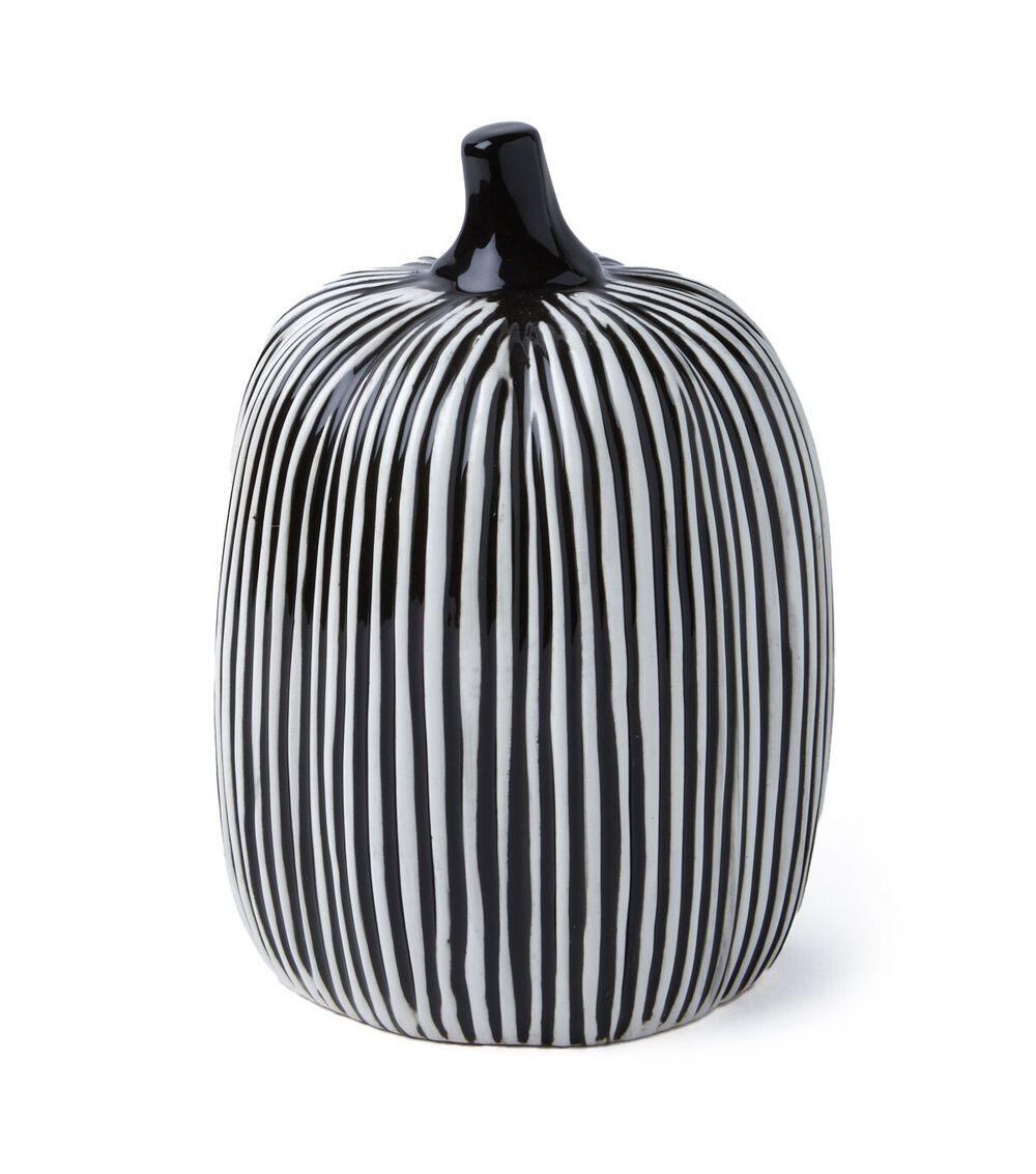 Halloween Ceramic White & Black Striped Pumpkin  |   Home Decor Home & Decor Home Decor