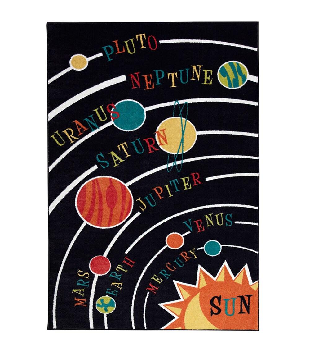 Solar System Kids Rug Black 5′ X 8′  |   Home Decor Home & Decor Home Decor