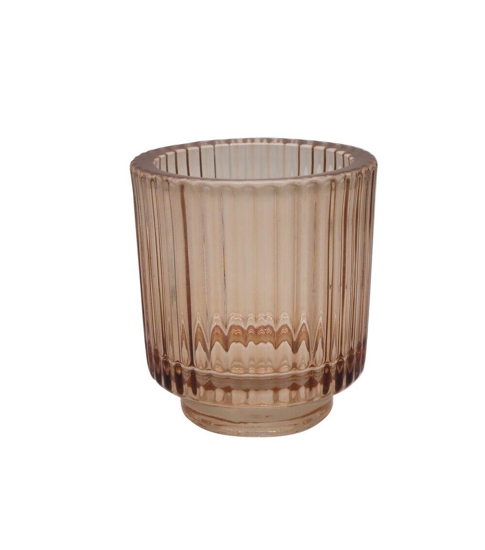 3″ Brown Glass Ribbed Candle Holder  |   Candles & Warmers Candles & Warmers Candles & Warmers