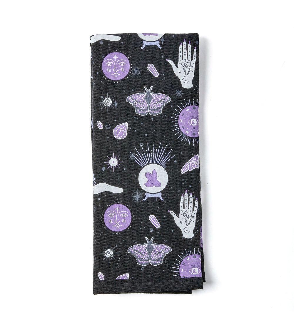 16" x 26" Halloween Psychic Icons on Black Towel  |   Kitchen Decor